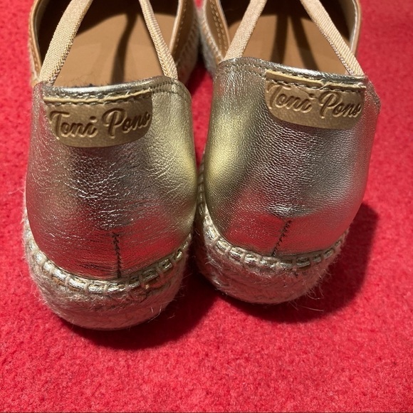 TONI PONS Sz 38 Erla-P Tan Gold Elastic Straps Slip  On Espadrilles NWOT - Picture 7 of 7